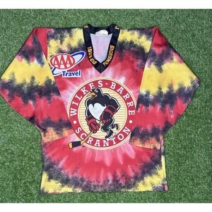 Wilkes-Barre Penguins‎ 1999 Tie-Dye Jersey Jr M w/ Faded Auto IceWear VTG